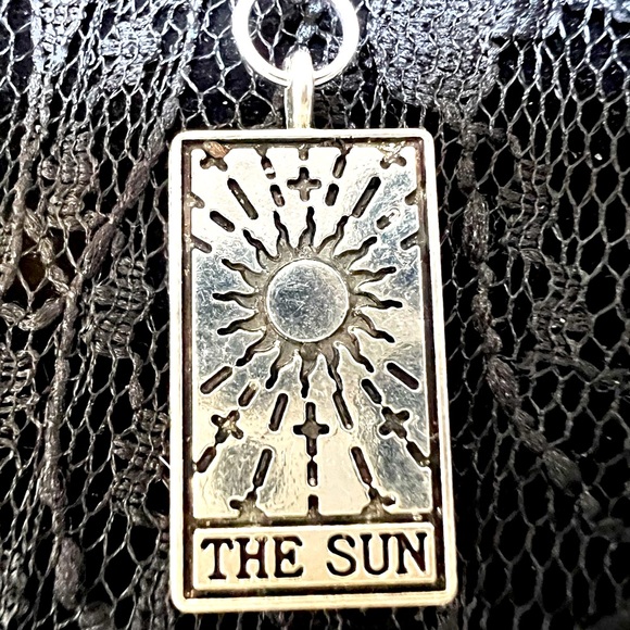 Tarot Sun Card Pendant Necklace with Sun Charm to Dangle Down Back of Neck - Picture 3 of 9